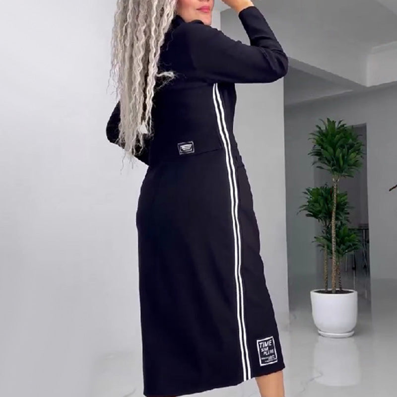 Dámske šaty s dlhým rukávom na gombíky a výrezy GR