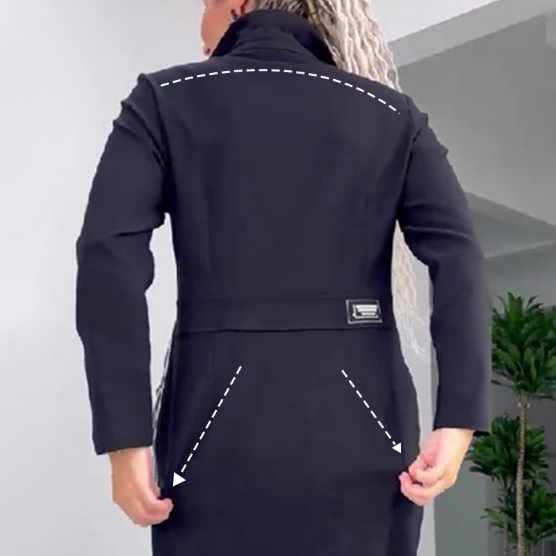 Dámske šaty s dlhým rukávom na gombíky a výrezy GR