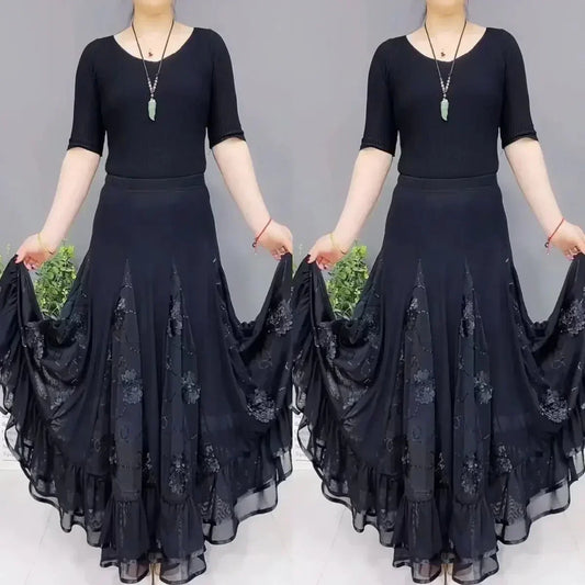 🌷🌹Naujas siuvinētas ilgas šokiių sijonas aku juosmeniu-LT 