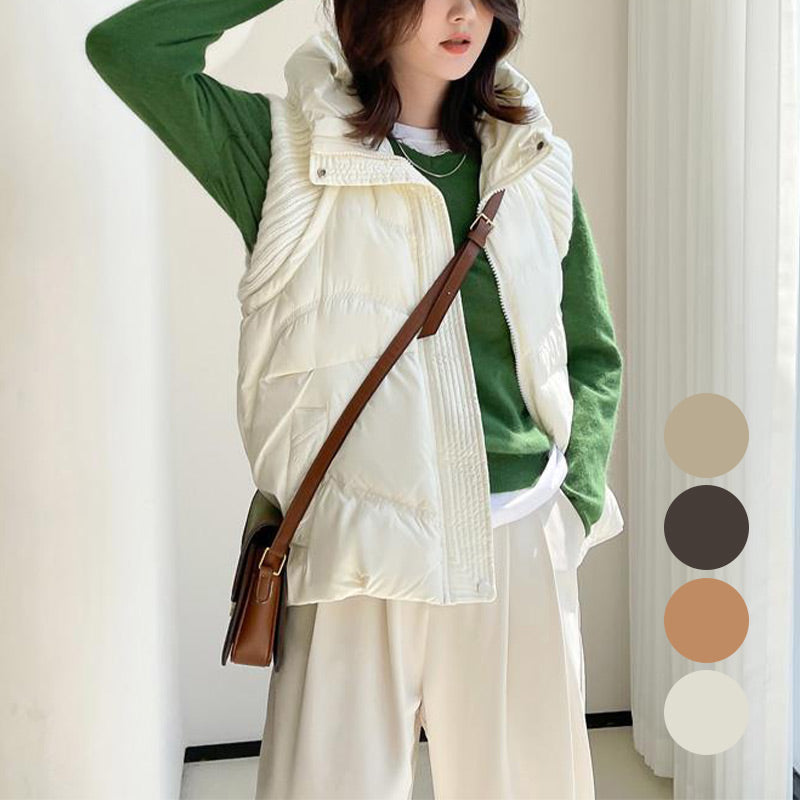 Dámska kačacia páperová pletená bunda bez rukávov-GR