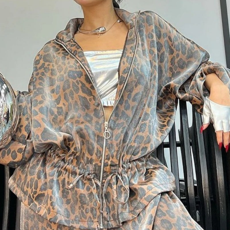 🔥Dámska dvojdielna súprava s leopardím vzorom na zadnej strane-SI 