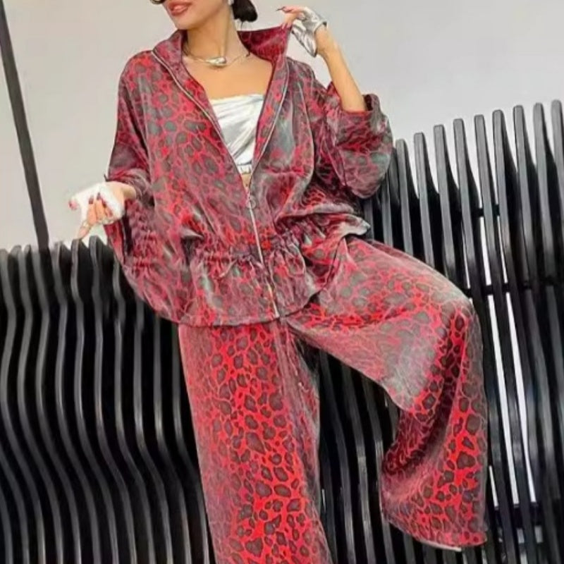 🔥Dámska dvojdielna súprava s leopardím vzorom na zadnej strane-SI 
