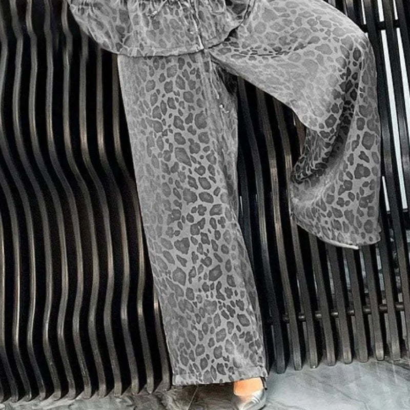 🔥Dámska dvojdielna súprava s leopardím vzorom na zadnej strane-SI 