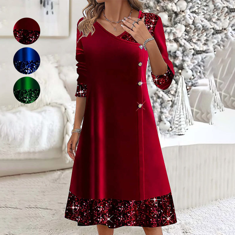 👗 Zlaté zamatové jesenné/zimné šaty pre ženy-GR 