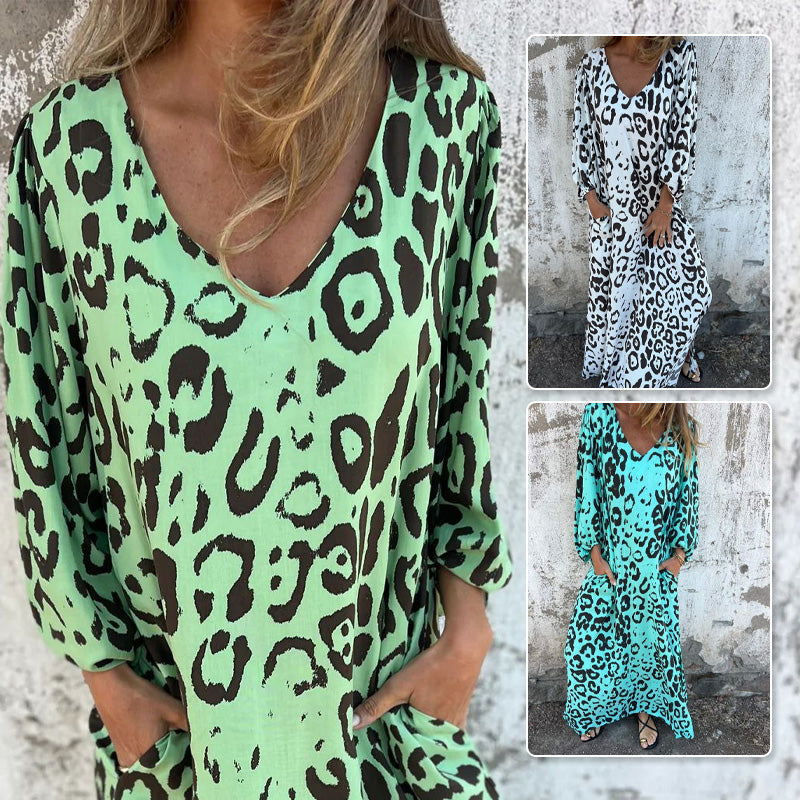 Gėlėta dress su V formos iškirpte ir kökkomis-LT