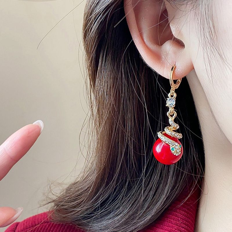 🐍Specialus Naujųjų metų pasiūlymas🎀 Auskarai iš perlų gyvatės-LT