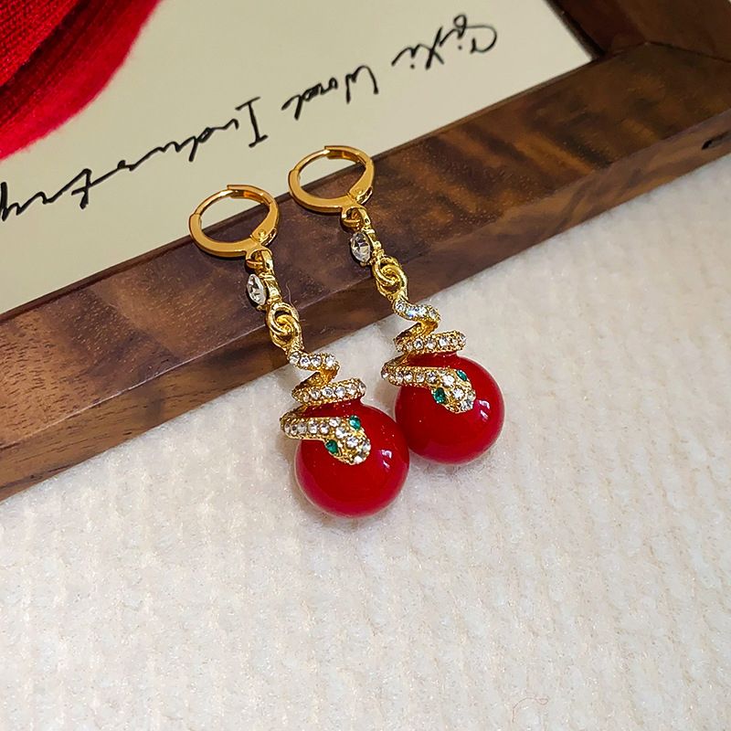 🐍Specialus Naujųjų metų pasiūlymas🎀 Auskarai iš perlų gyvatės-LT