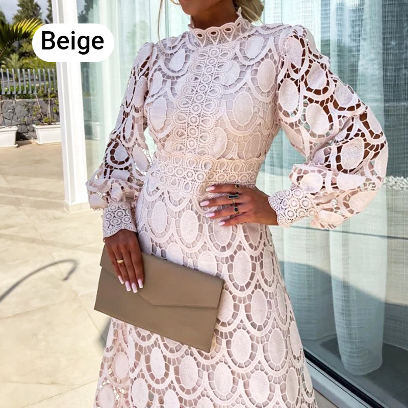 🛍️ Κομψό δαντελένιο φόρεμα για γυναίκες με μακριά μανίκια-SK