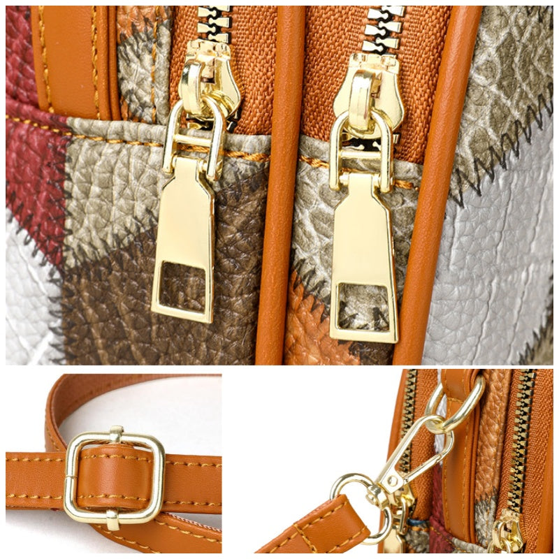 Moteriškas vintažinio geometrinio rašto kryžminio kūno krepšys-LT