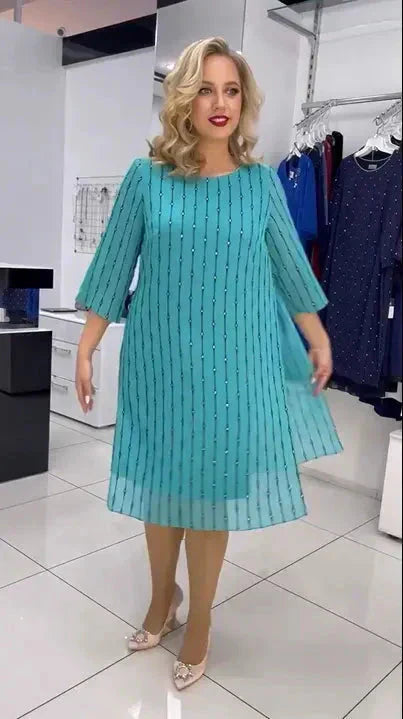 💝Γυναικείο φόρεμα με στρογγυλή λαιμόκοψη-GR