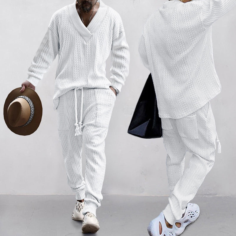 💥50% έκπτωση για περιορισμένο χρονικό διάστημα💥Ανδρικό πουλόβερ και φόρμα δύο τεμαχίων με V λαιμόκοψη-LT