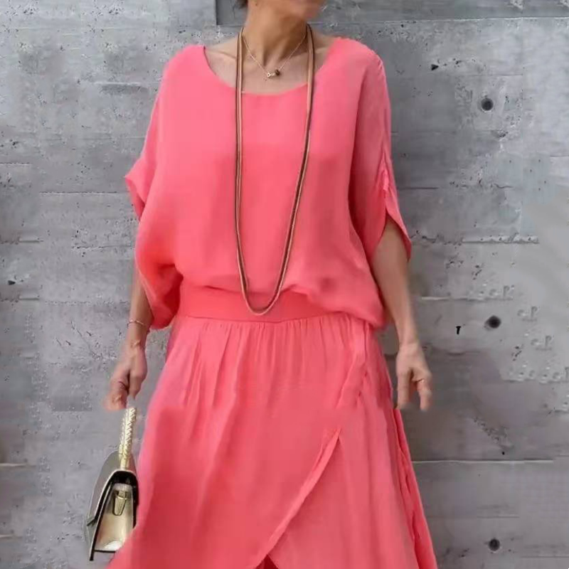 Voľný top a široké šifónové nohavice, 2-dielna súprava-SK