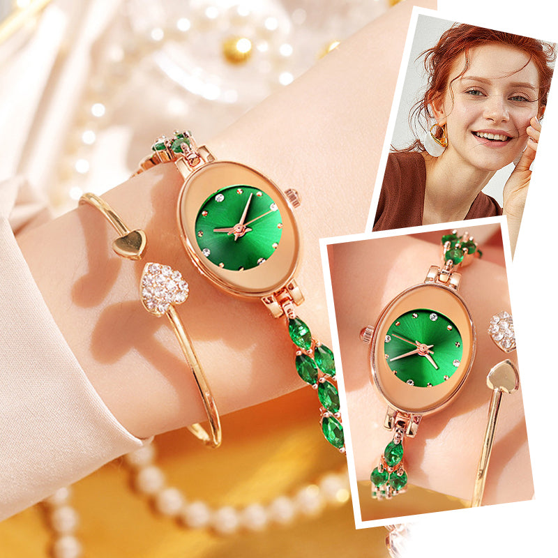 Δώρα για γυναίκες το 2025 💝🥰⌚ Γυναικείο ρολόι με χρωματιστά ζιργκόν σε μπρασελέ-GR