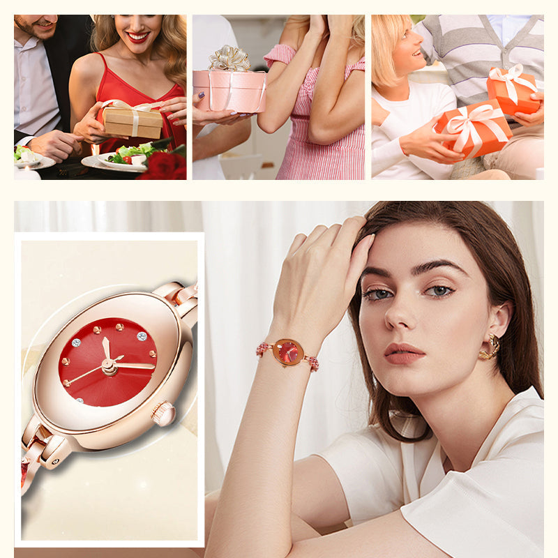 Dovanos moterims 2025 metais 💝🥰⌚ Moteriškas laikrodis su spalvotais cirkoniais ant apyrankės-LT
