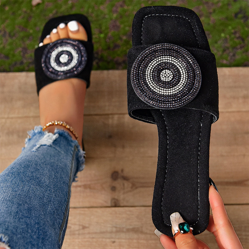 Moteriškos basutės su piktomis akimis dekoruotos kristalais-LT