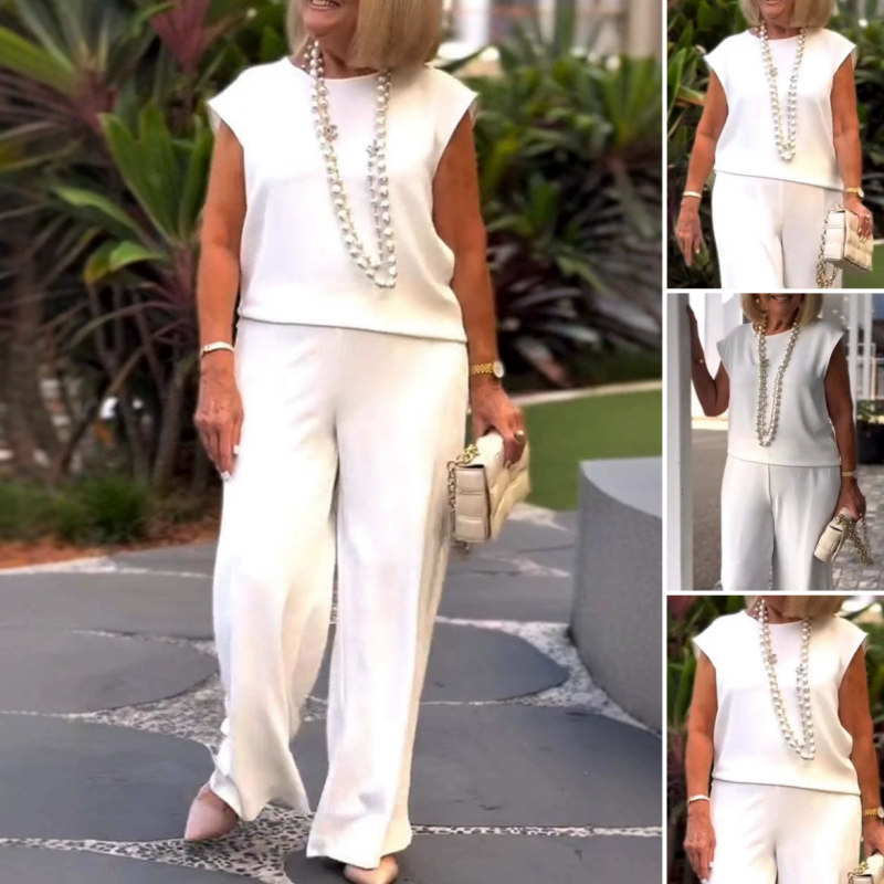 💖Dámska košeľa bez rukávov a bavlnené ľanové nohavice-SK