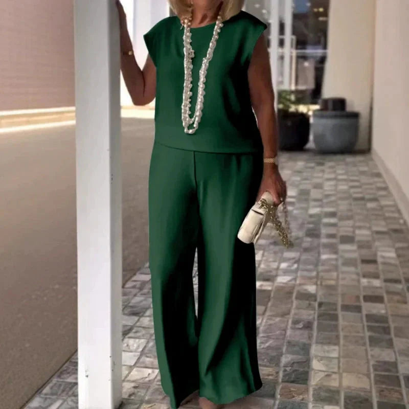 💖Dámska košeľa bez rukávov a bavlnené ľanové nohavice-SK