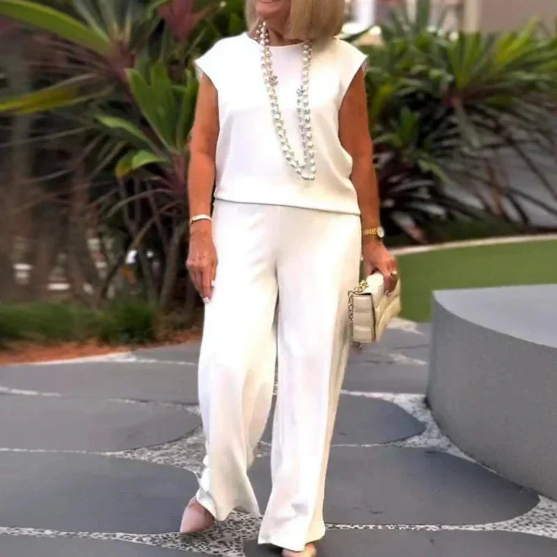 💖Dámska košeľa bez rukávov a bavlnené ľanové nohavice-SK