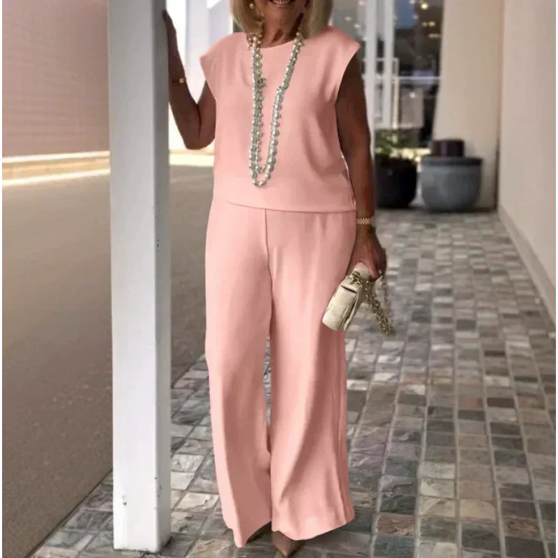 💖Dámska košeľa bez rukávov a bavlnené ľanové nohavice-SK