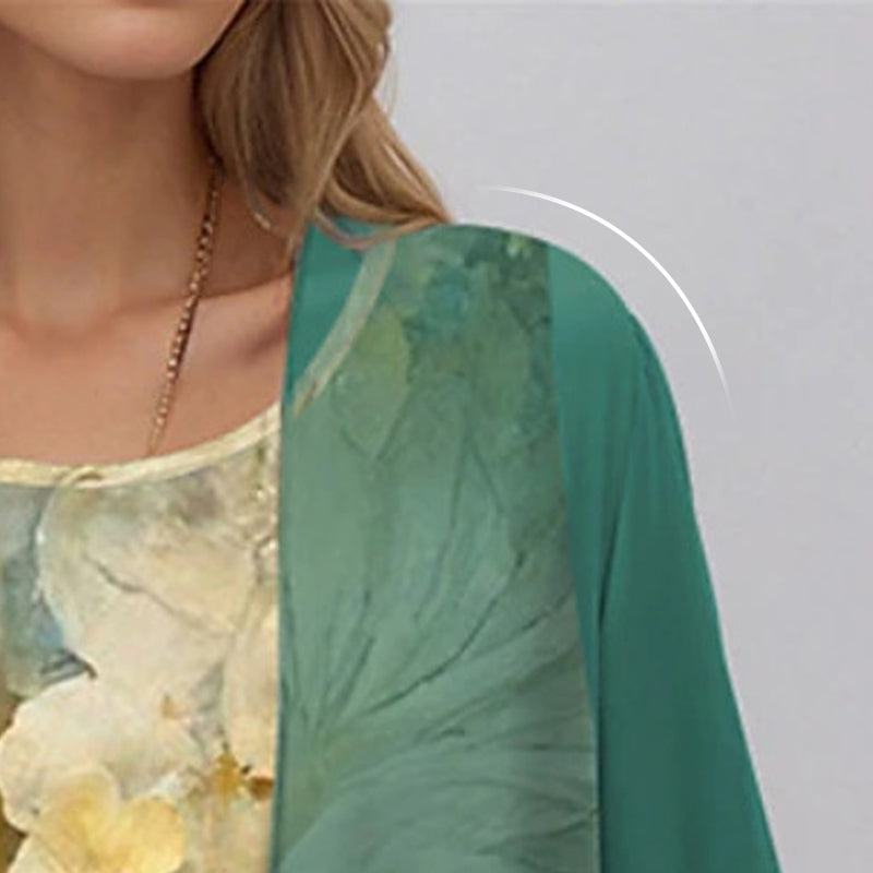 🔥👗Κομψά φορέματα από σιφόν σε δύο κομμάτια με λουλούδια - LT