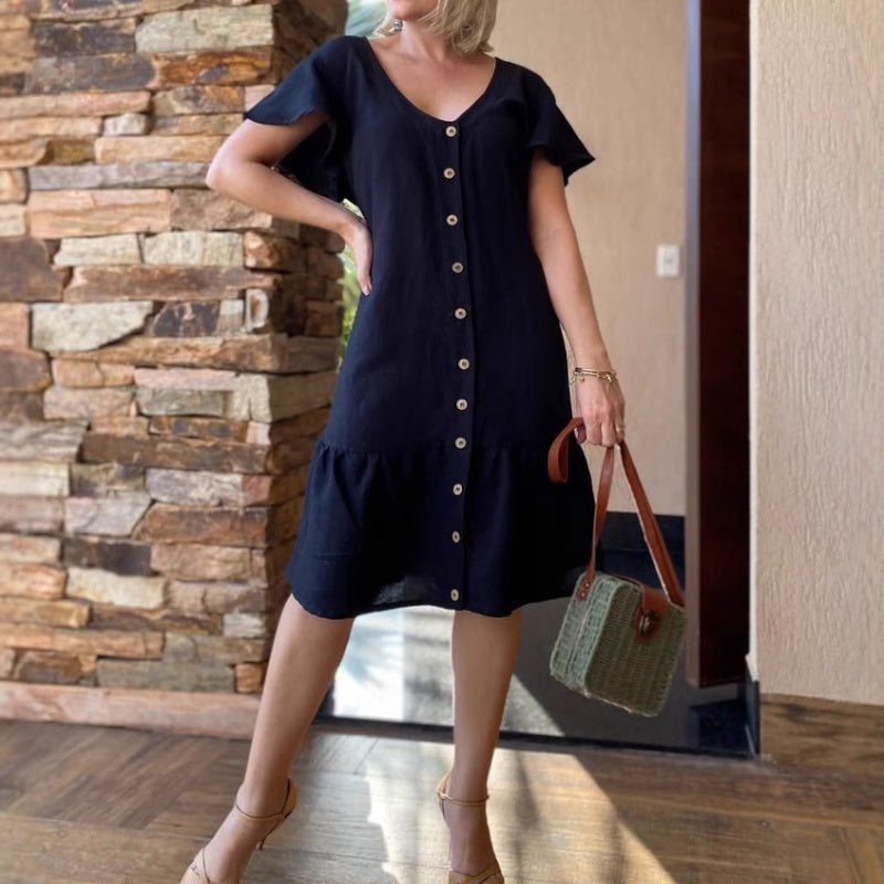 🥰 Φαρδύ φόρεμα με κουμπιά-GR