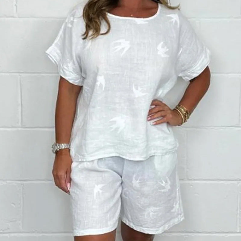 🌸 Άνετο casual εμπριμέ κοντομάνικο κοστούμι【S-3XL】-GR