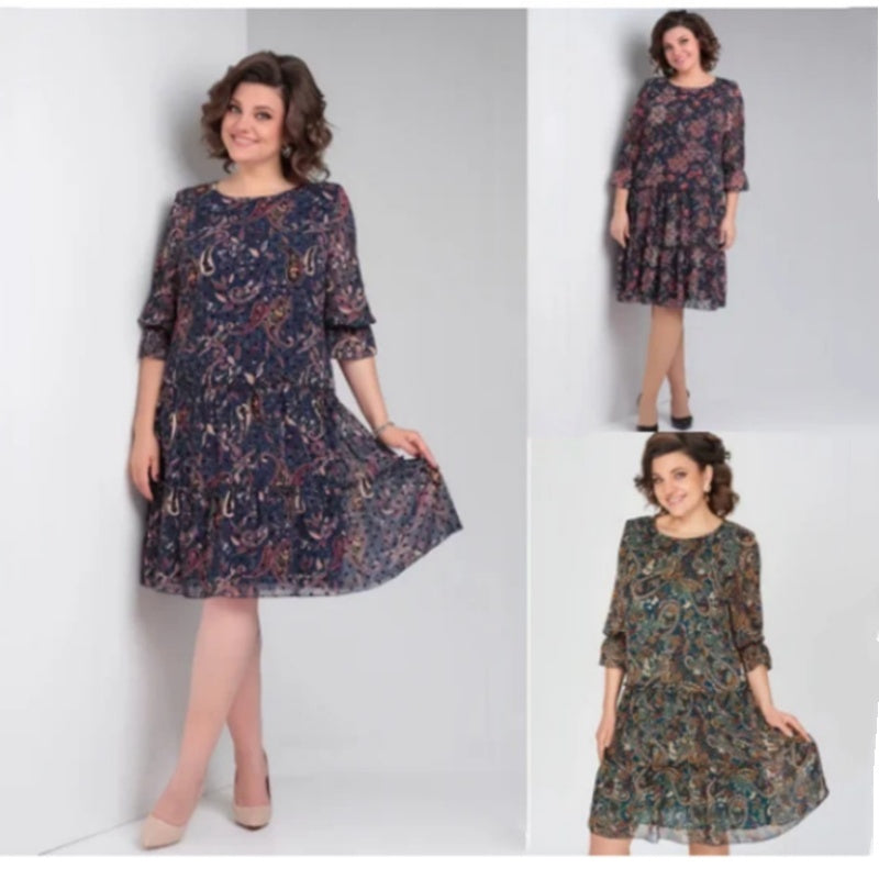 💐Moteriška laisvalaikio stiliaus suknelė apvalia iškirpte-LT