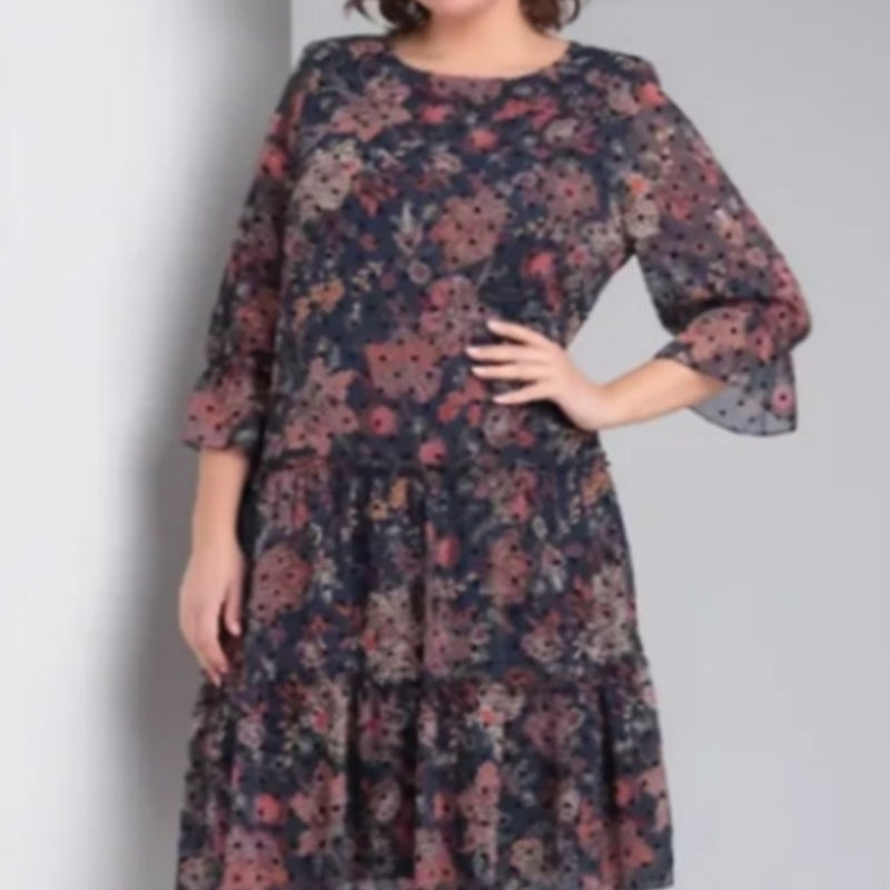 💐Moteriška laisvalaikio stiliaus suknelė apvalia iškirpte-LT