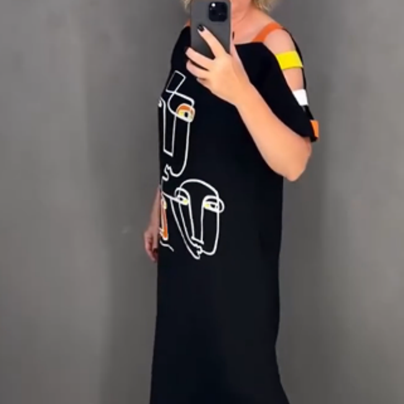 🍂Módne dámske šaty s krátkym rukávom s potlačou-SK