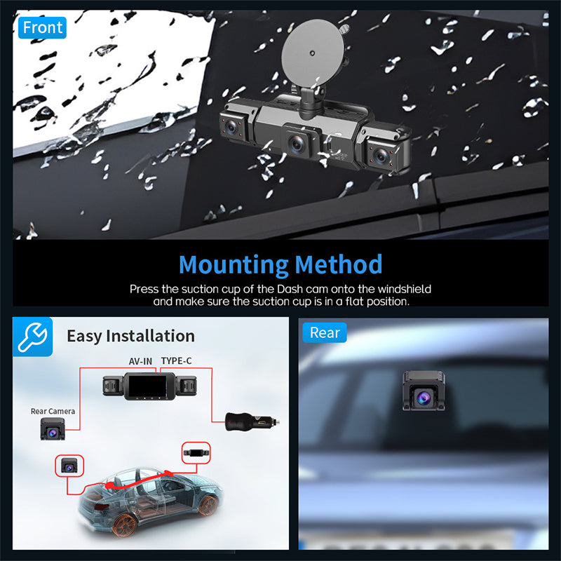 🔥Κάμερα αυτοκινήτου HD 4 καναλιών με νυχτερινή όραση-LT