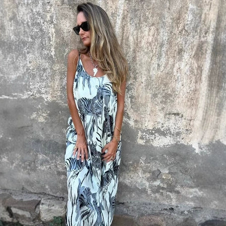 💙Moteriška marginta suknelė be nugaros su petnešėlėmis-LT