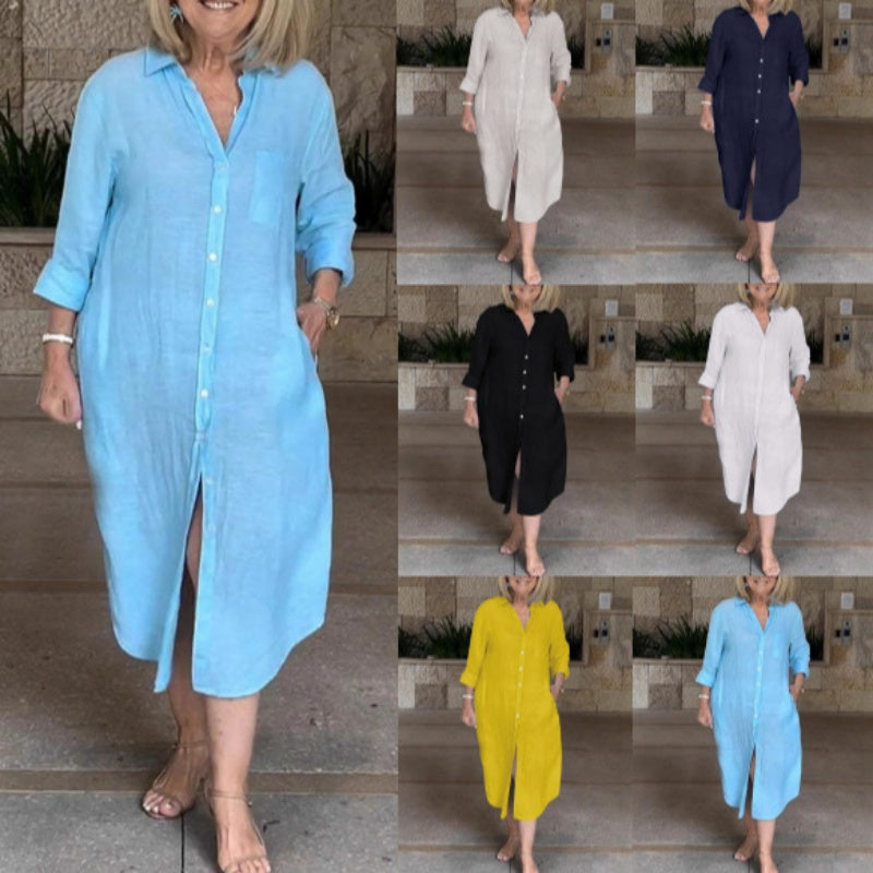 🔥Voľné bavlnené ľanové šaty pre ženy-SK