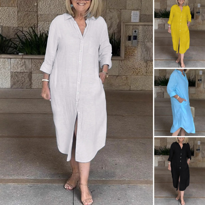 🔥Voľné bavlnené ľanové šaty pre ženy-SK