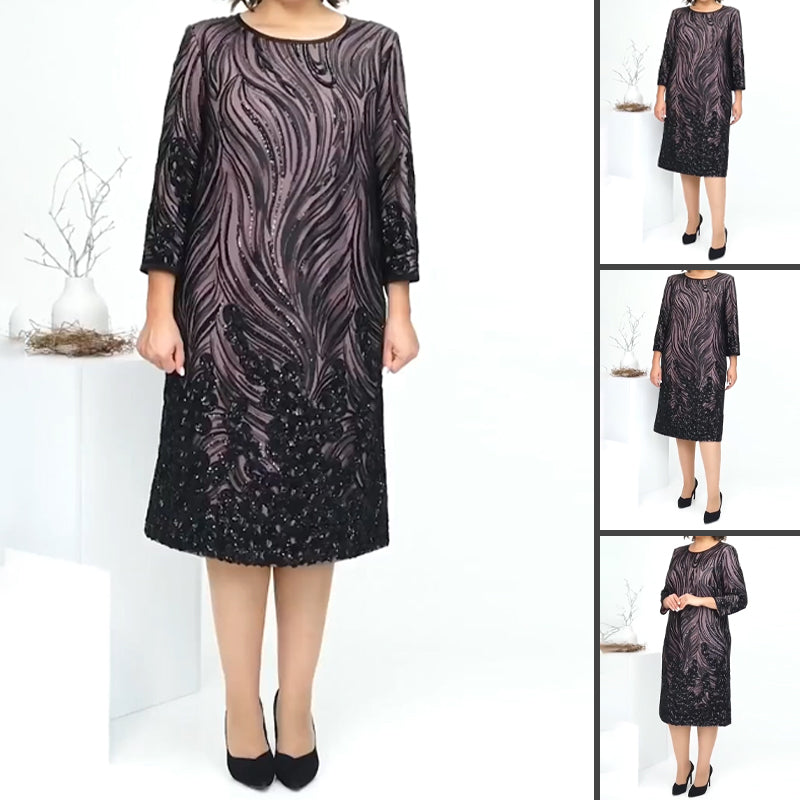 Moteriška A formos vakarinė suknelė su blizgučiais-LT