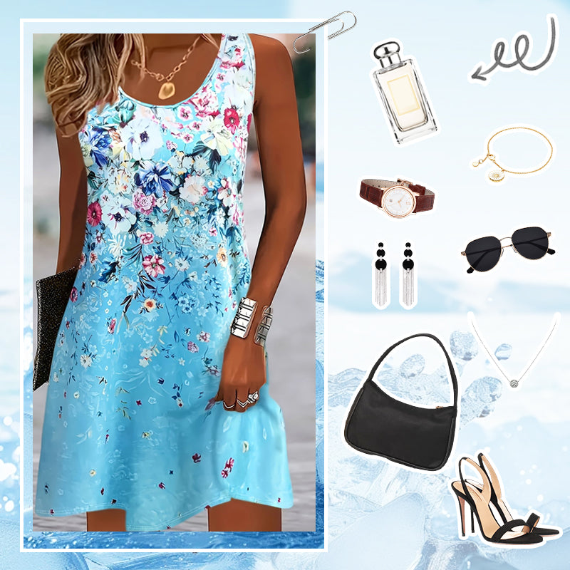 Moteriška berankovė gėlėta vasarinė suknelė-LT