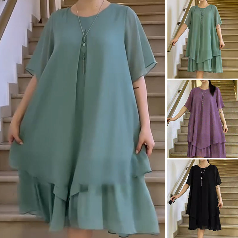 🔥👗 Κοντό γυναικείο φόρεμα σε μονόχρωμο χρώμα-GR