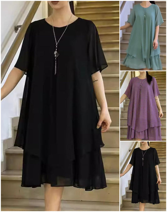 🔥👗 Κοντό γυναικείο φόρεμα σε μονόχρωμο χρώμα-GR