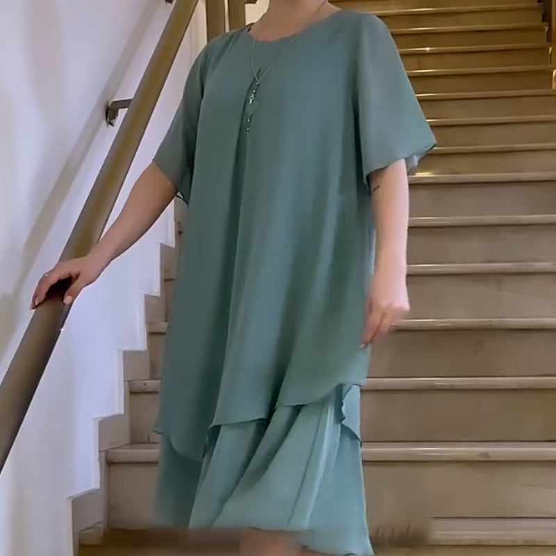 🔥👗 Κοντό γυναικείο φόρεμα σε μονόχρωμο χρώμα-GR