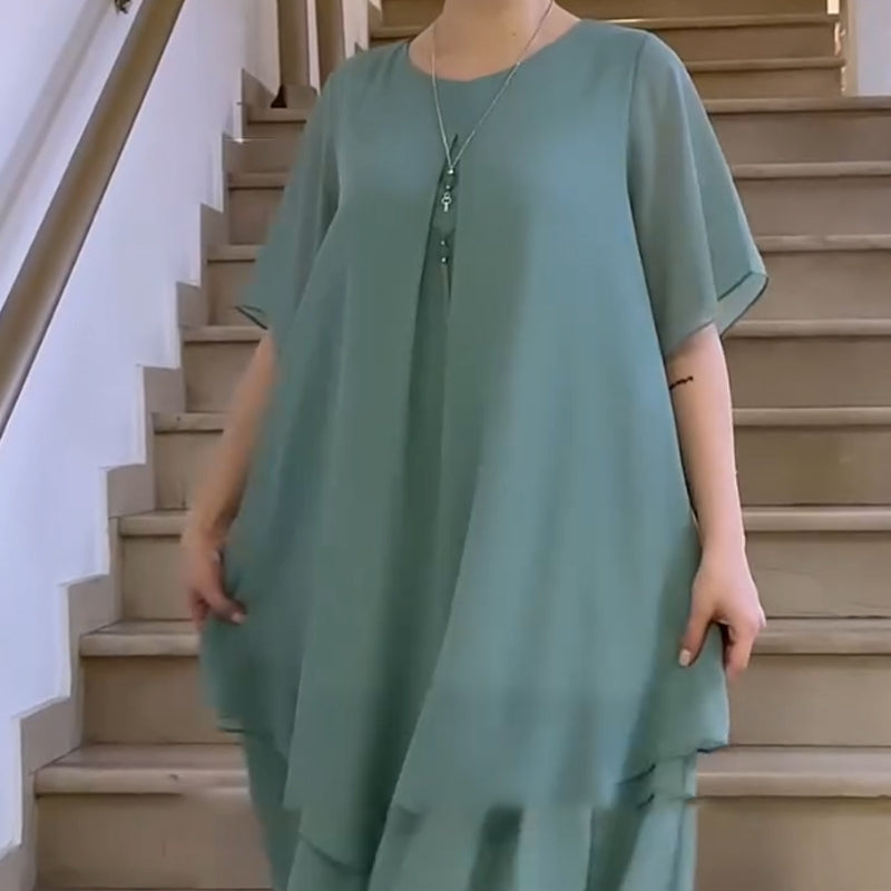 🔥👗 Κοντό γυναικείο φόρεμα σε μονόχρωμο χρώμα-GR