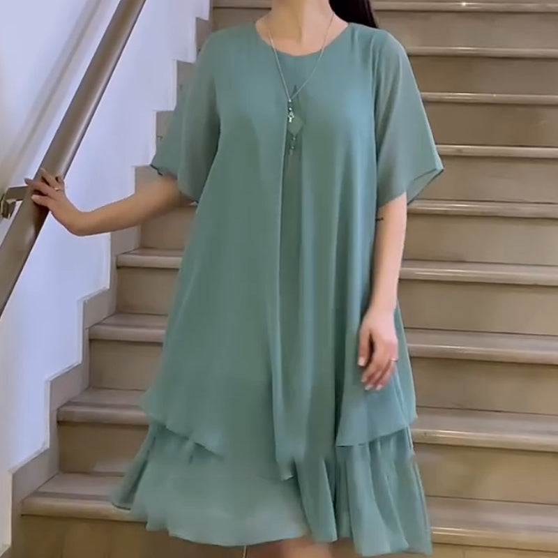 🔥👗 Κοντό γυναικείο φόρεμα σε μονόχρωμο χρώμα-GR