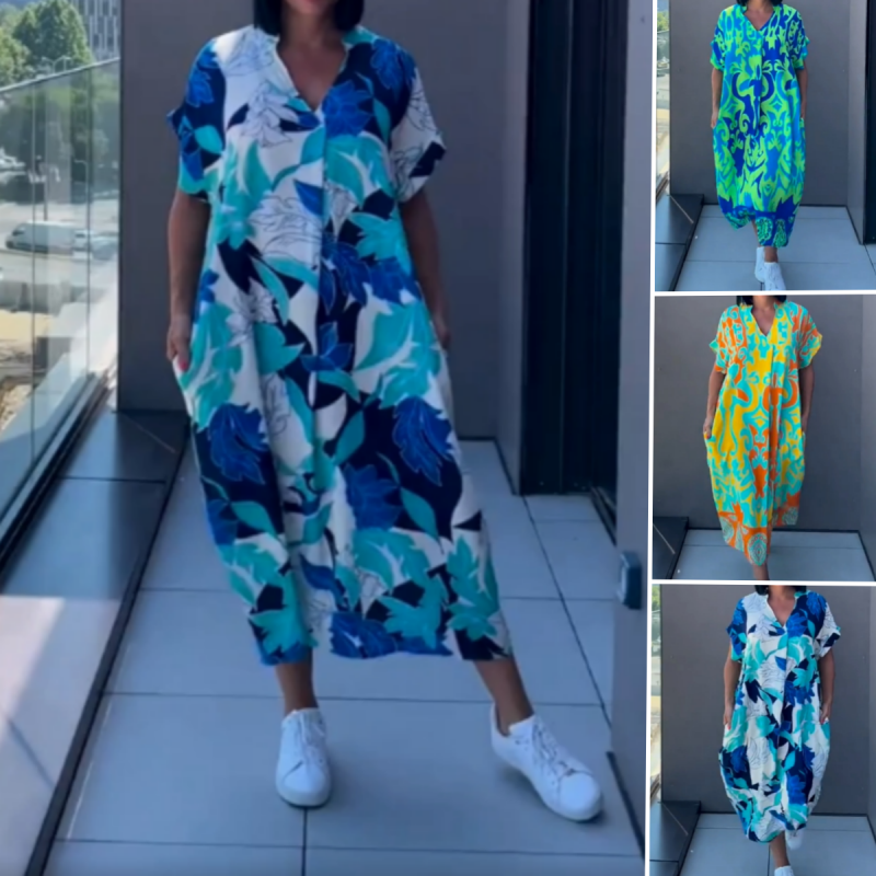 🌿Γυναικείο κομψό φόρεμα με V λαιμόκοψη-GR