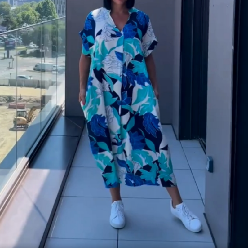 🌿Γυναικείο κομψό φόρεμα με V λαιμόκοψη-GR