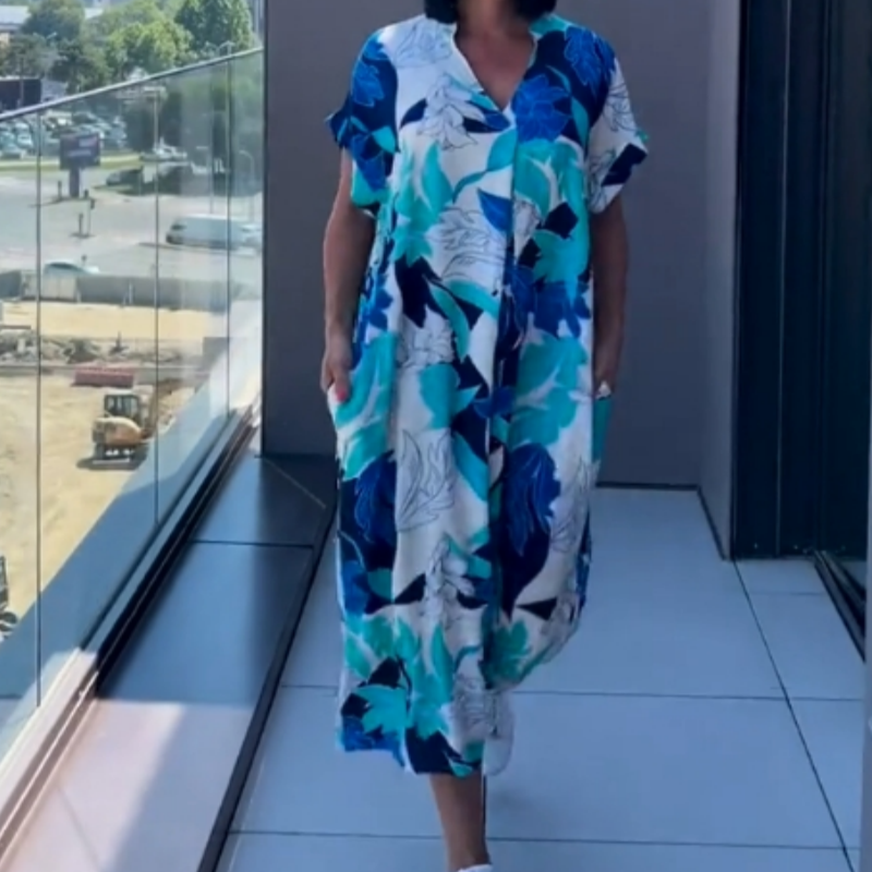 🌿Γυναικείο κομψό φόρεμα με V λαιμόκοψη-GR