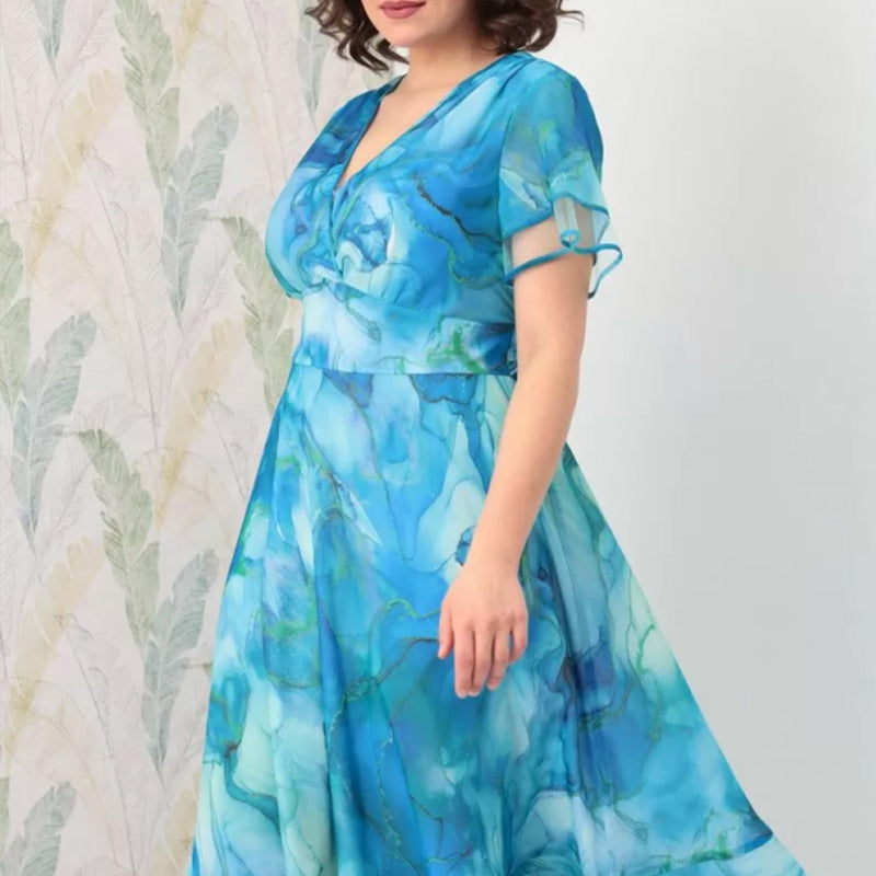 🌸Moteriška erdvi įvyniojama midi suknelė-LT