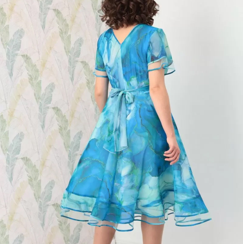 🌸Moteriška erdvi įvyniojama midi suknelė-LT