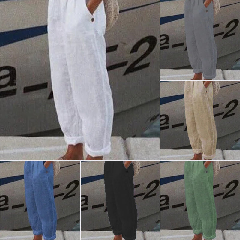 Pantalones casuales de lino transpirables-ES