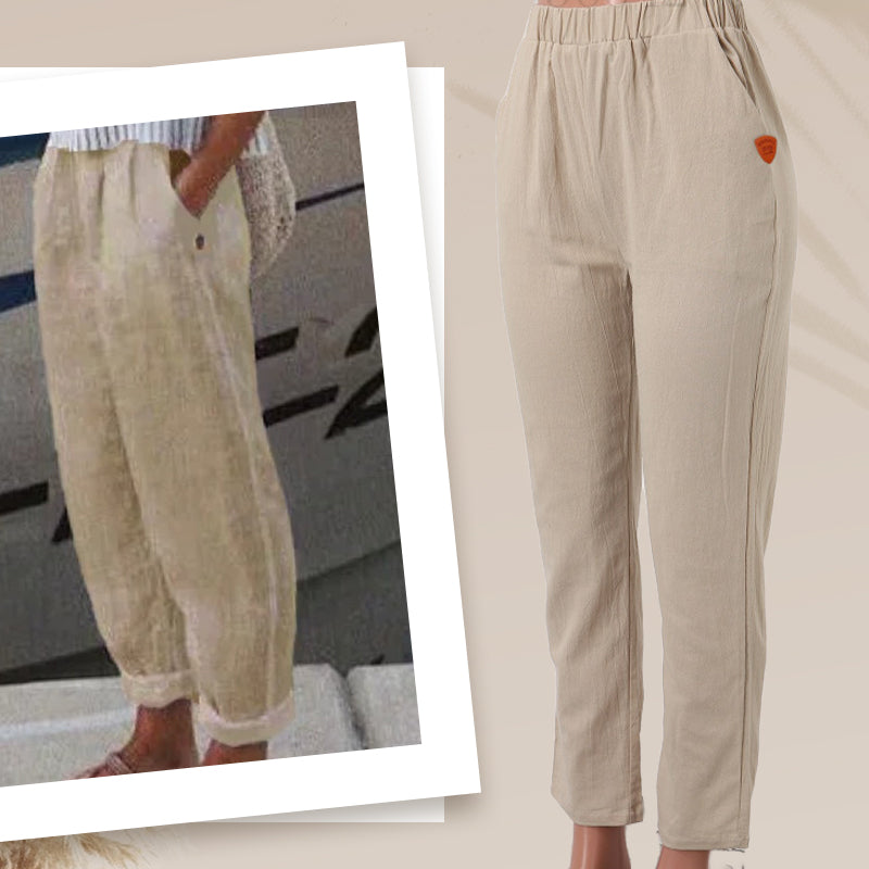 Pantalones casuales de lino transpirables-ES