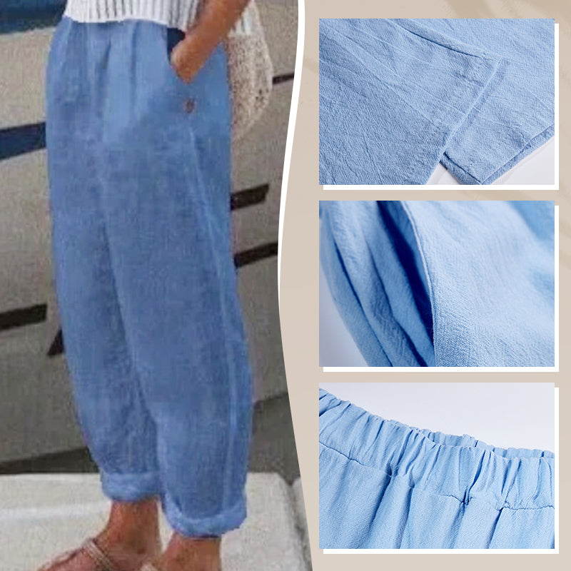 Pantalones casuales de lino transpirables-ES