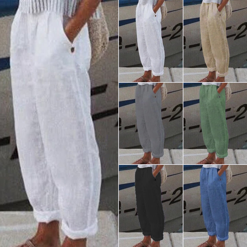 Kvėpuojančios lininės laisvalaikio kelnės-LT