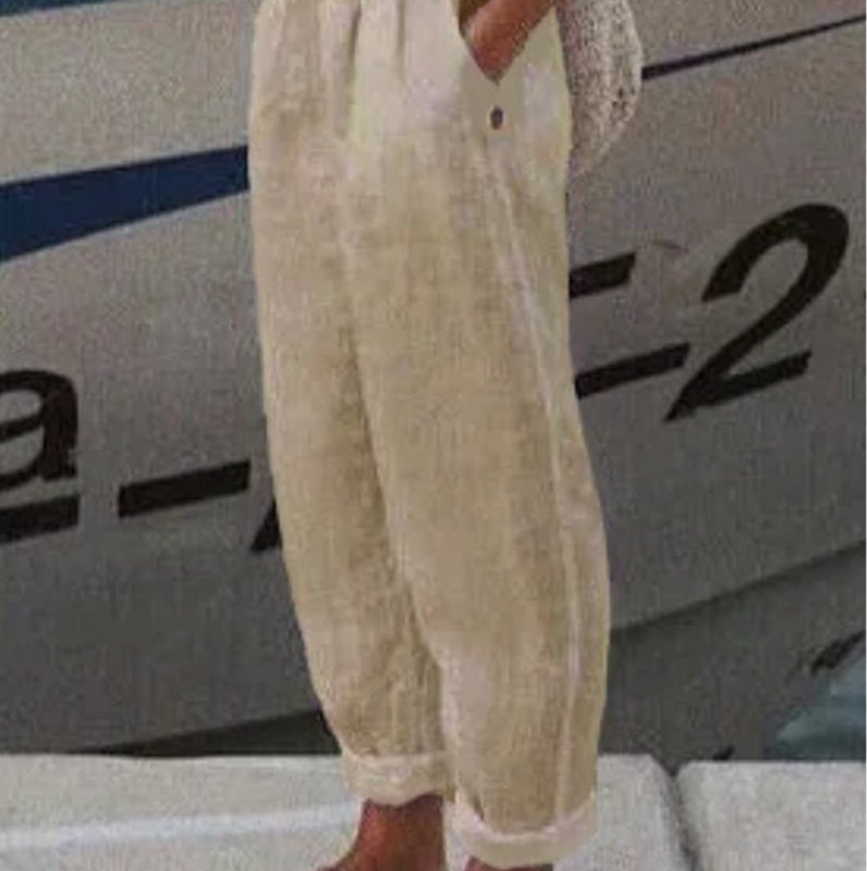 Pantalones casuales de lino transpirables-ES
